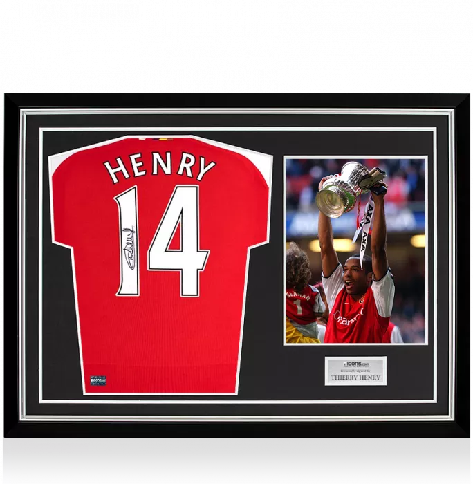Icons Thierry Henry Back Signed Modern Arsenal Home Shirt In Hero Frame: Option 2