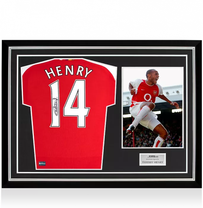 icons Thierry Henry Back Signed Modern Arsenal Home Shirt In Hero Frame: Option 1