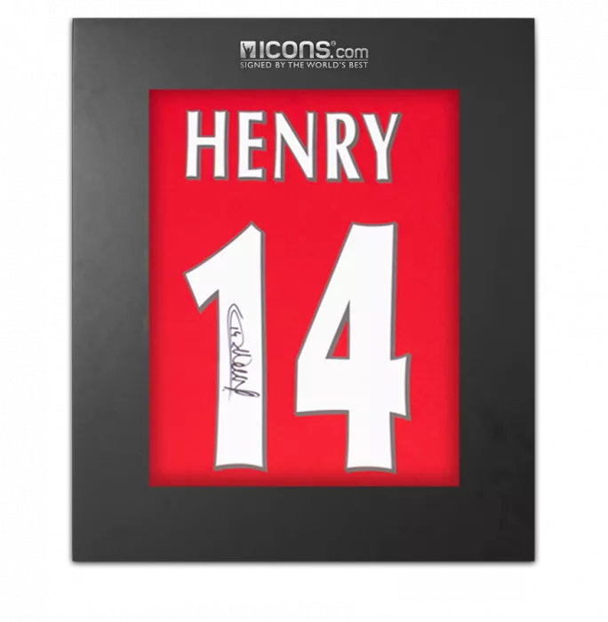 icons Thierry Henry Back Signed Modern Arsenal Home Shirt In Deluxe Packaging
