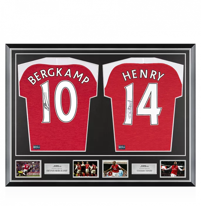 Icons Thierry Henry & Dennis Bergkamp Signed Arsenal Shirts In Classic Dual Frame
