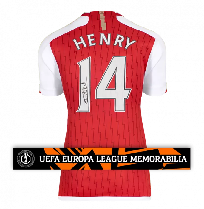 icons Thierry Henry Official UEFA Europa League Back Signed Arsenal 2023-24 Home Shirt