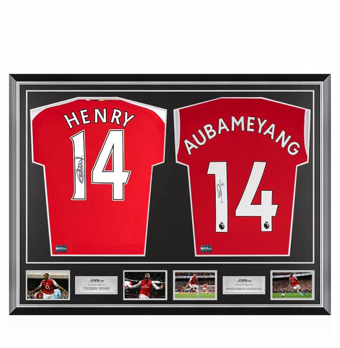icons Thierry Henry & Pierre-Emerick Aubameyang Signed Arsenal Shirts In Classic Dual Frame