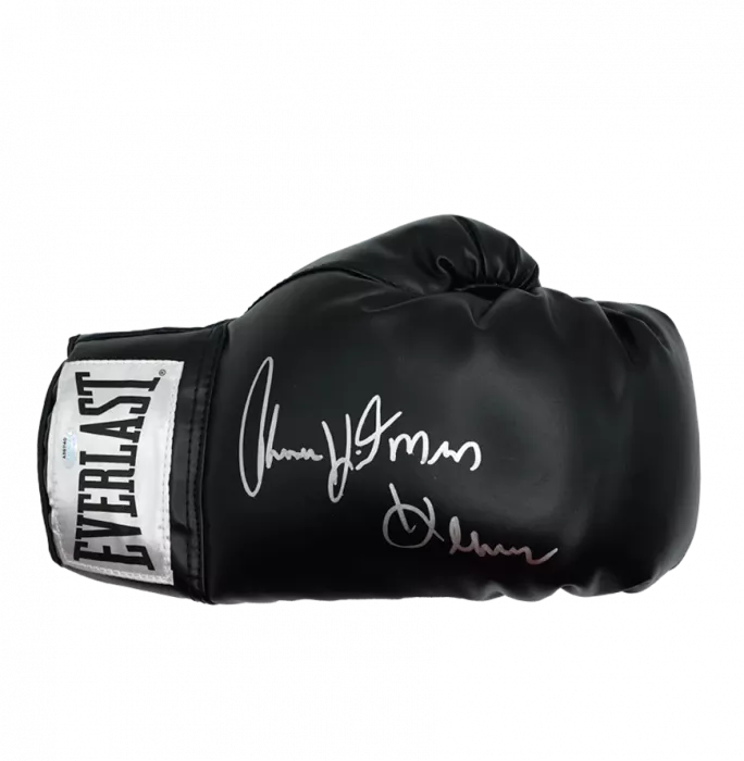 Icons Thomas Hearns Signed Everlast Black Boxing Glove In Bubble Frame: "Hitman" Inscription