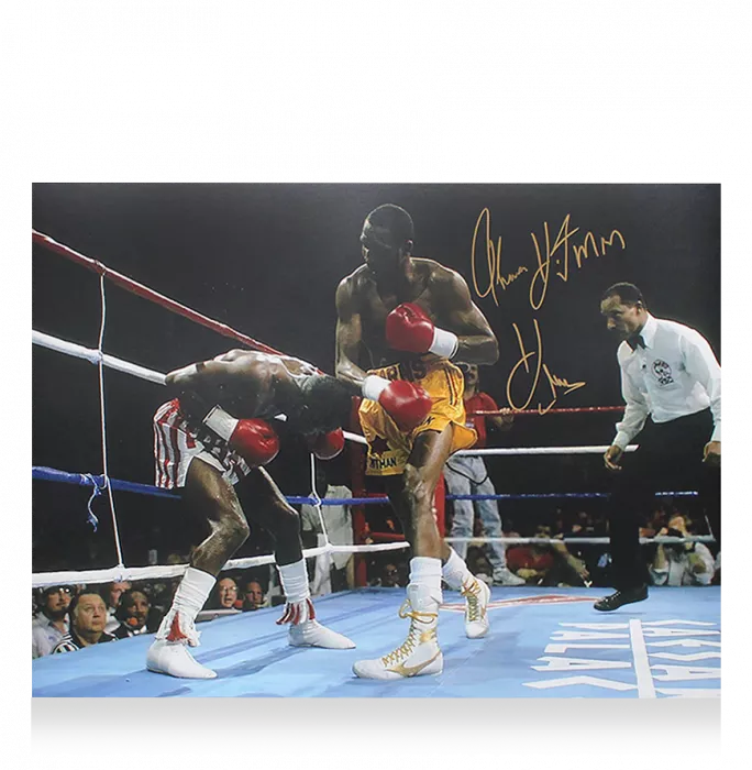 Icons Thomas 'Hitman' Hearns Signed Photo In Black Wooden Frame