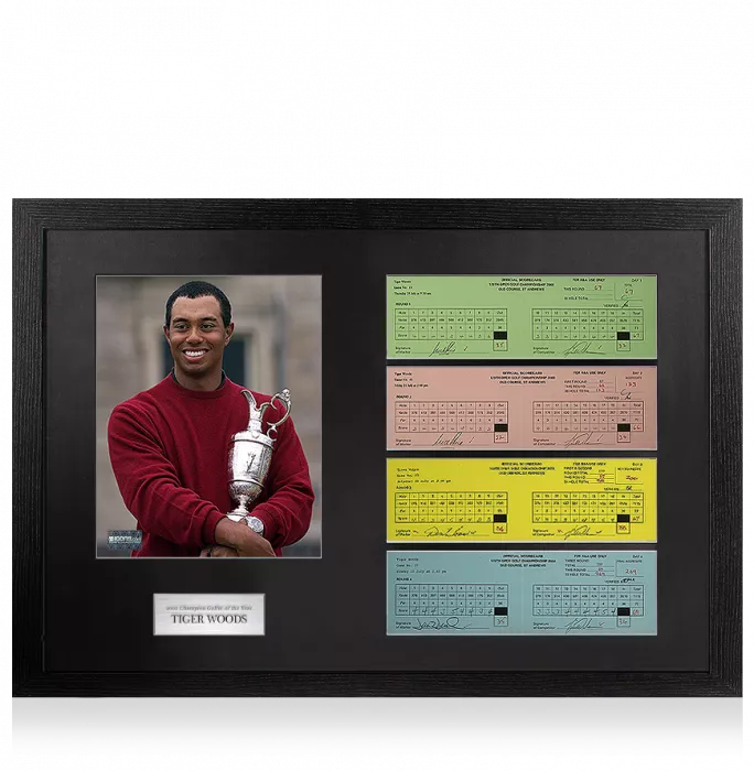 icons Tiger Woods 2000 St Andrews Open Scorecards In Champion Golfer Of The Year Frame