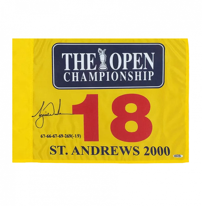 icons Tiger Woods Signed 2000 British Open Pin Flag