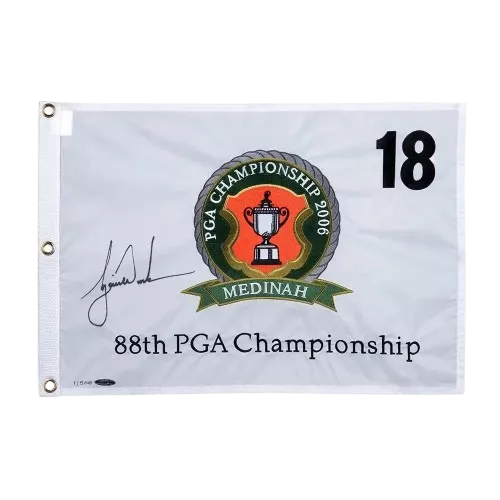 icons Tiger Woods Signed 2006 PGA Championship Pin Flag