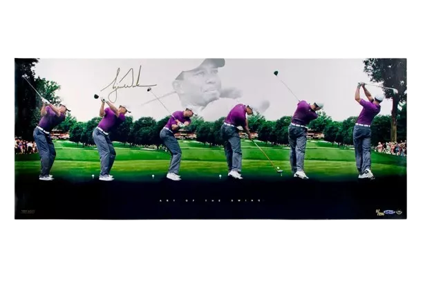 Icons Tiger Woods Signed Montage Print: Art Of The Swing Panoramic