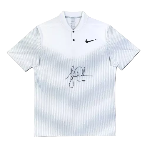 icons Tiger Woods Signed White Nike Golf Polo Shirt