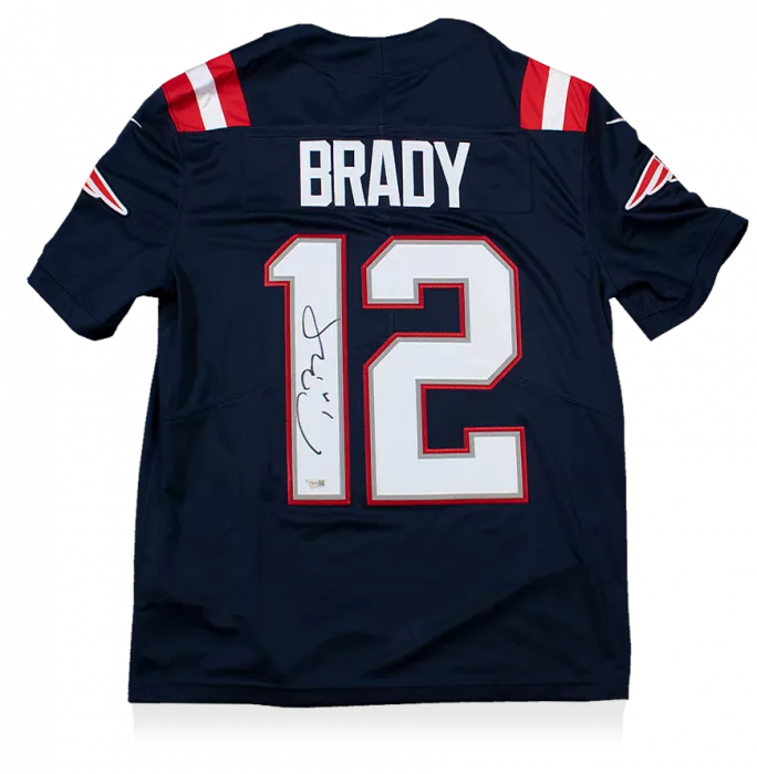 icons Tom Brady Back Signed Navy New England Patriots Home Jersey