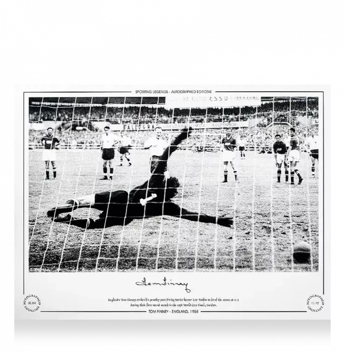 Icons Tom Finney Signed England Photo In Premium Photo Frame