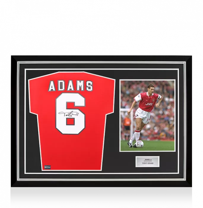 Icons Tony Adams Back Signed Arsenal 1982 Home Shirt In Hero Frame: Option 1
