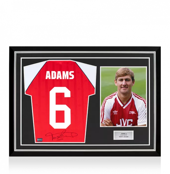 Icons Tony Adams Back Signed Arsenal 1988-89 Home Shirt In Hero Frame: Option 1