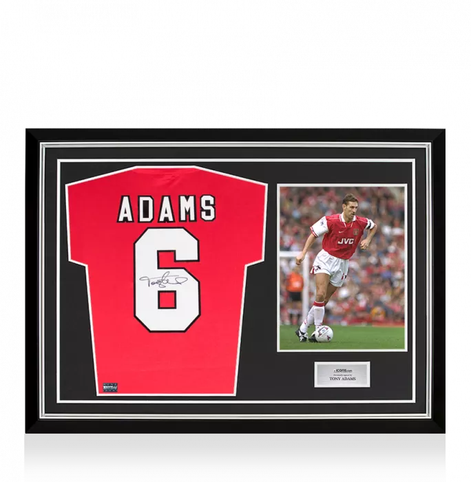 Icons Tony Adams Back Signed Arsenal Home Shirt In Hero Frame: Option 1