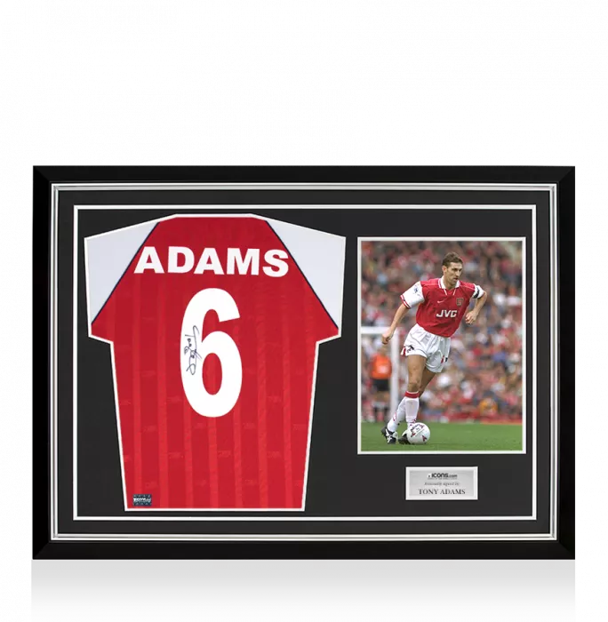 Icons Tony Adams Back Signed Retro Arsenal Home Shirt Home Shirt In Hero Frame: Option 1