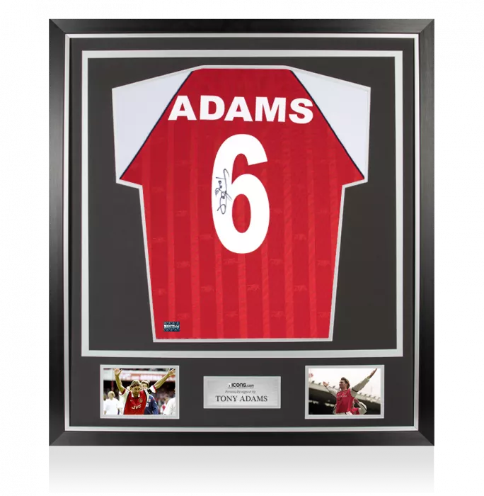 icons Tony Adams Back Signed Retro Arsenal Home Shirt In Classic Frame