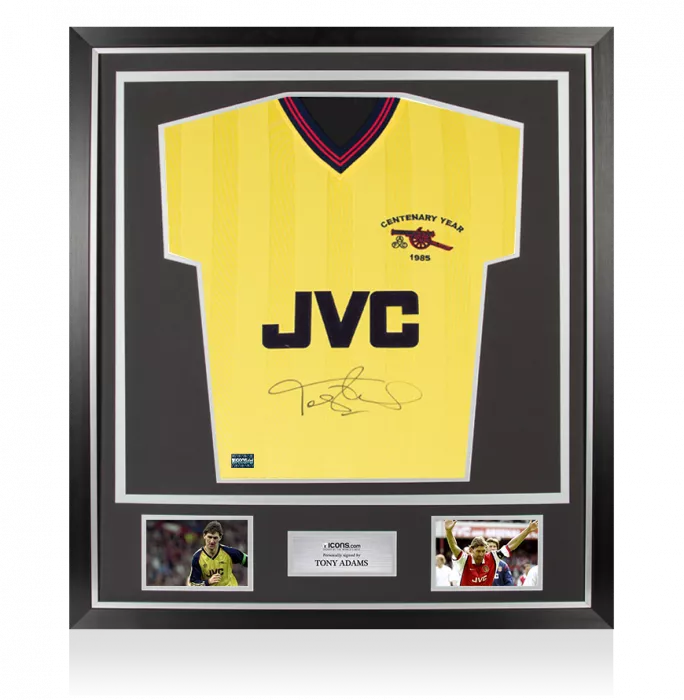 icons Tony Adams Front Signed Arsenal 1985-86 Away Shirt In Classic Frame
