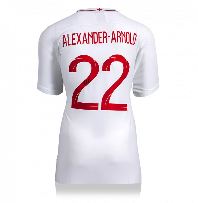 icons Trent Alexander-Arnold Back Signed England 2018-19 Home Shirt With Fan Style Numbers