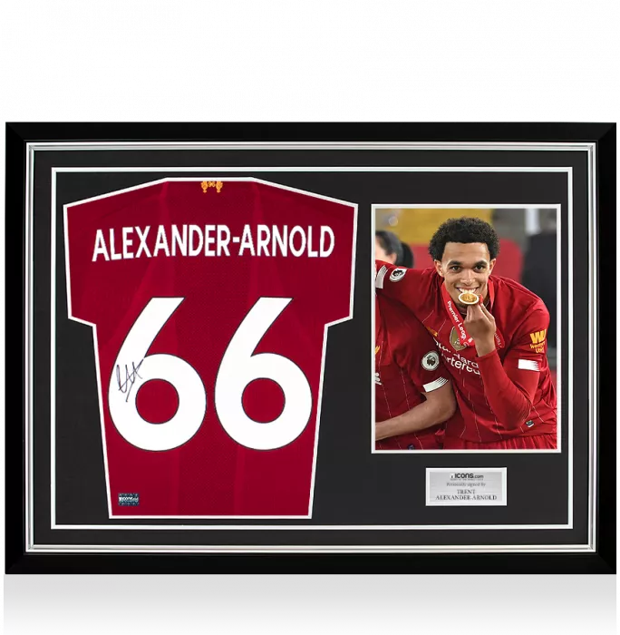 Icons Trent Alexander-Arnold Back Signed Liverpool 2019-20 Home Shirt With Fan Style Numbers In Hero Frame: Option 1
