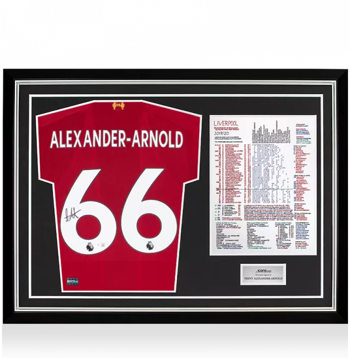 icons Trent Alexander-Arnold Back Signed Liverpool FC 2019-20 Home Shirt In Commentary Chart Frame