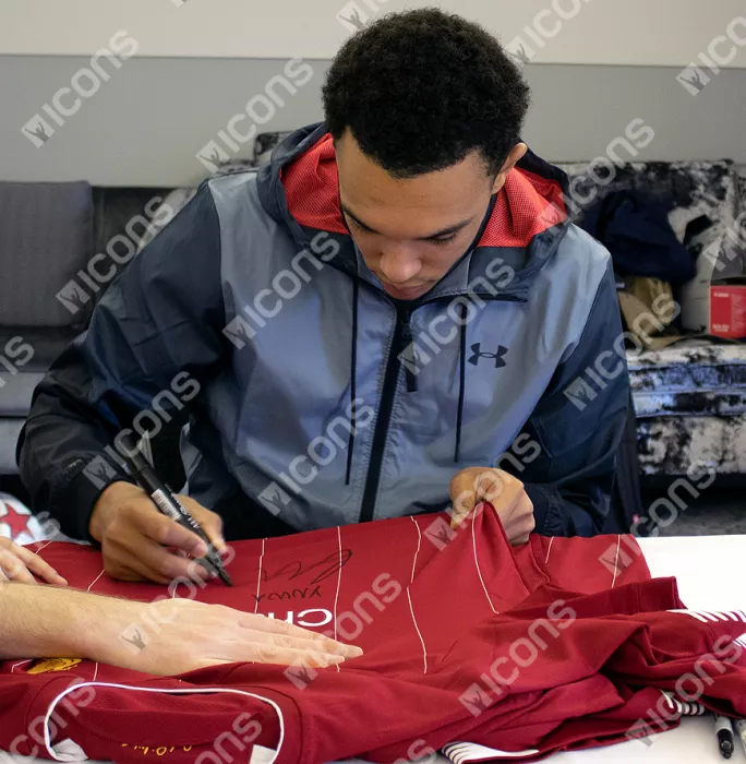 Icons Trent Alexander-Arnold Front Signed Liverpool 2019-20 Home Shirt In Classic Frame: "YNWA" Edition