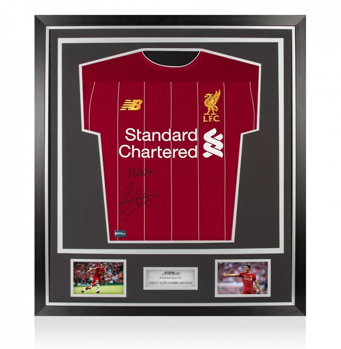 icons Trent Alexander-Arnold Front Signed Liverpool 2019-20 Home Shirt In Classic Frame: "YNWA" Edition