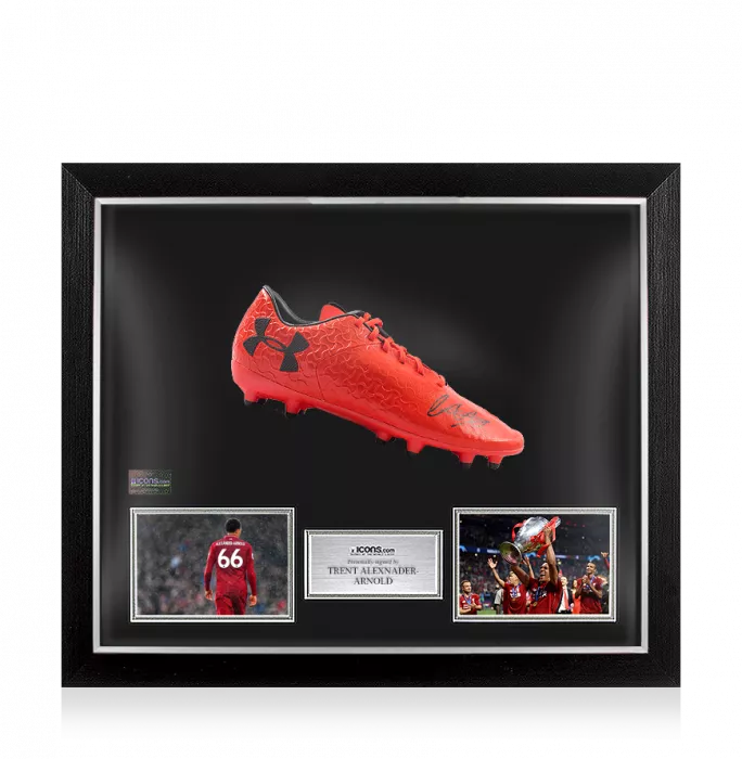 icons Trent Alexander-Arnold Signed Red Under Armour Boot In Bubble Frame: Option 1