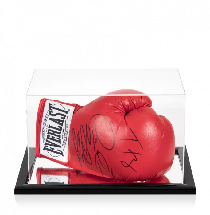 icons Tyson Fury & Deontay Wilder Signed Red Everlast Boxing Glove In Acrylic Case