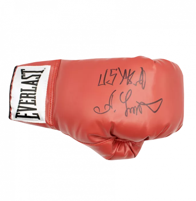 Icons Tyson Fury & Oleksandr Usyk Signed Everlast Red Full Size Boxing Gloves In Bubble Frame: Option 1