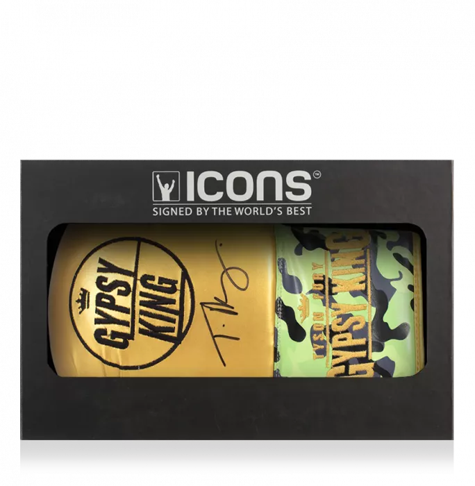 icons Tyson Fury Signed Boxing Glove - Gold/Camo Gypsy King In Deluxe Packaging