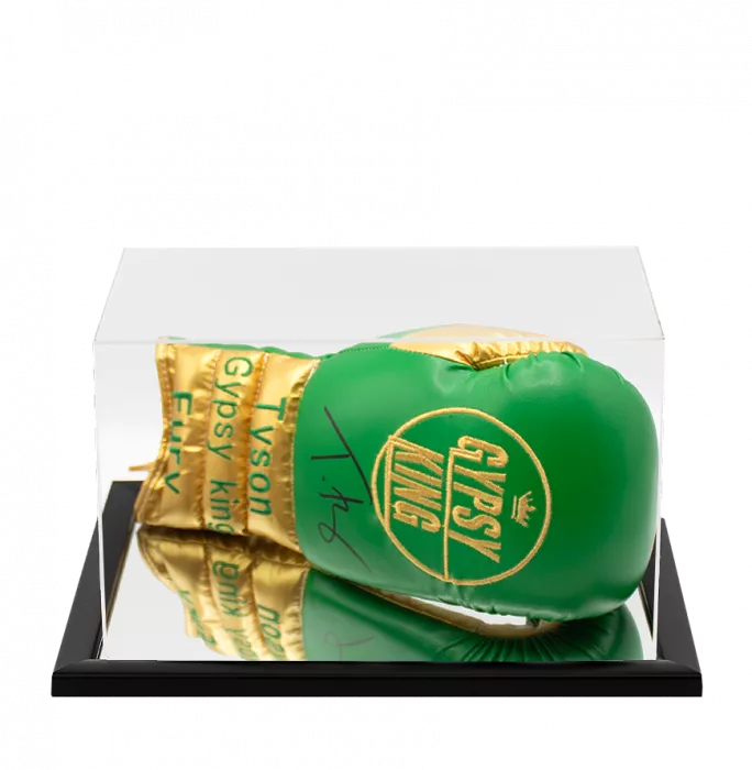 icons Tyson Fury Signed Boxing Glove In Acrylic Case - Green & Gold Gypsy King