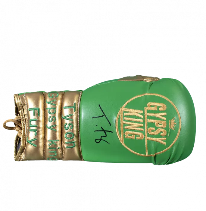 Icons Tyson Fury Signed Boxing Glove In Bubble Frame: Option 1 - Green & Gold Gypsy King