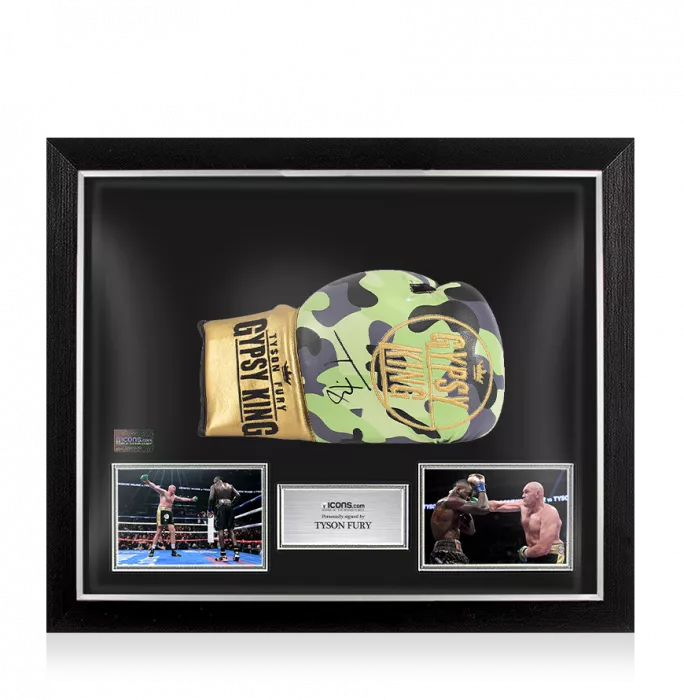 Icons Tyson Fury Signed Boxing Glove In Bubble Frame: Option 1 - Camo Gypsy King