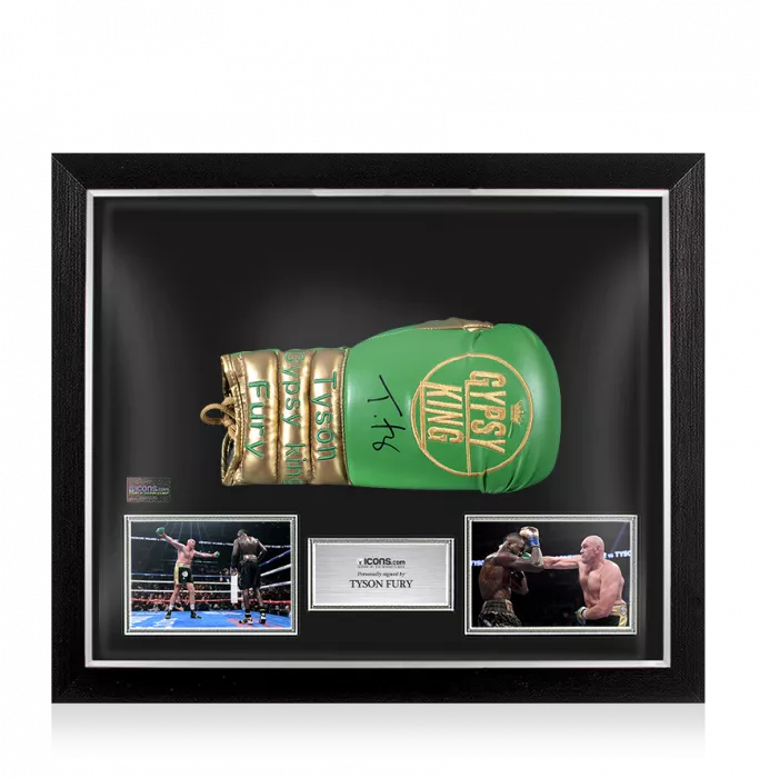 icons Tyson Fury Signed Boxing Glove In Bubble Frame: Option 1 - Green & Gold Gypsy King