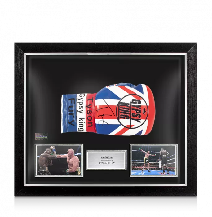 icons Tyson Fury Signed Boxing Glove: Union Jack In Bubble Frame: Option 1