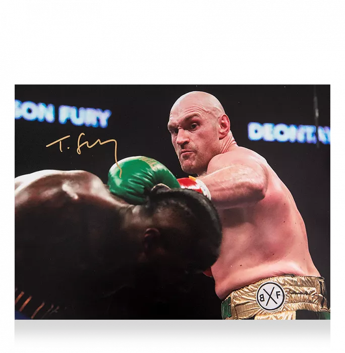 Icons Tyson Fury Signed Boxing Photo: Punching Deontay Wilder