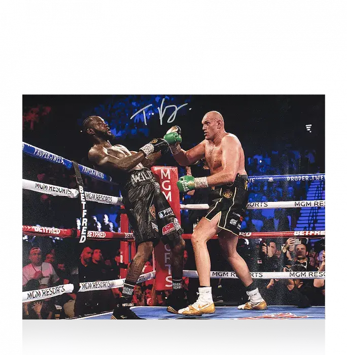 icons Tyson Fury Signed Boxing Photo: Wilder On The Ropes