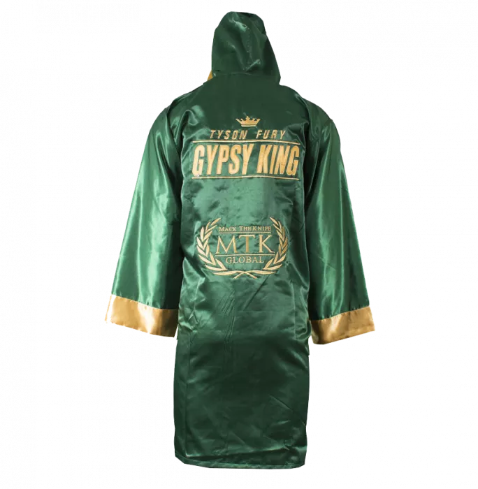 Icons Tyson Fury Signed Boxing Robe - Gypsy King Green/Gold