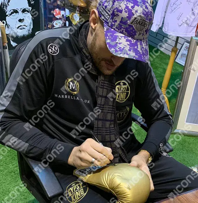 Icons Tyson Fury Signed Gold Everlast Boxing Glove In Bubble Frame: Option 1