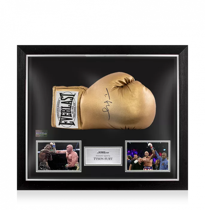 icons Tyson Fury Signed Gold Everlast Boxing Glove In Bubble Frame: Option 1