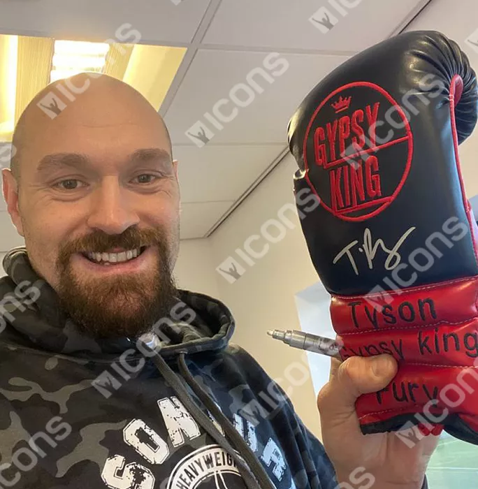 Icons Tyson Fury Signed Red And Black Gypsy King Boxing Glove