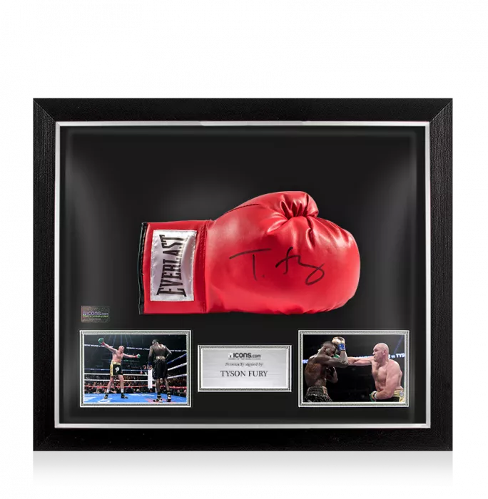 icons Tyson Fury Signed Red Everlast Boxing Glove In Bubble Frame: Option 1