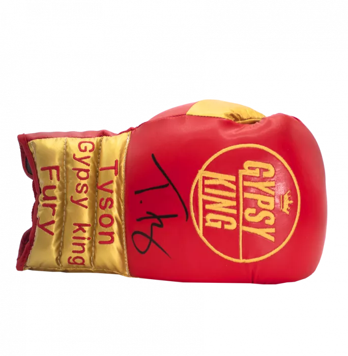 Icons Tyson Fury Signed Red & Gold Boxing Glove In Acrylic Case