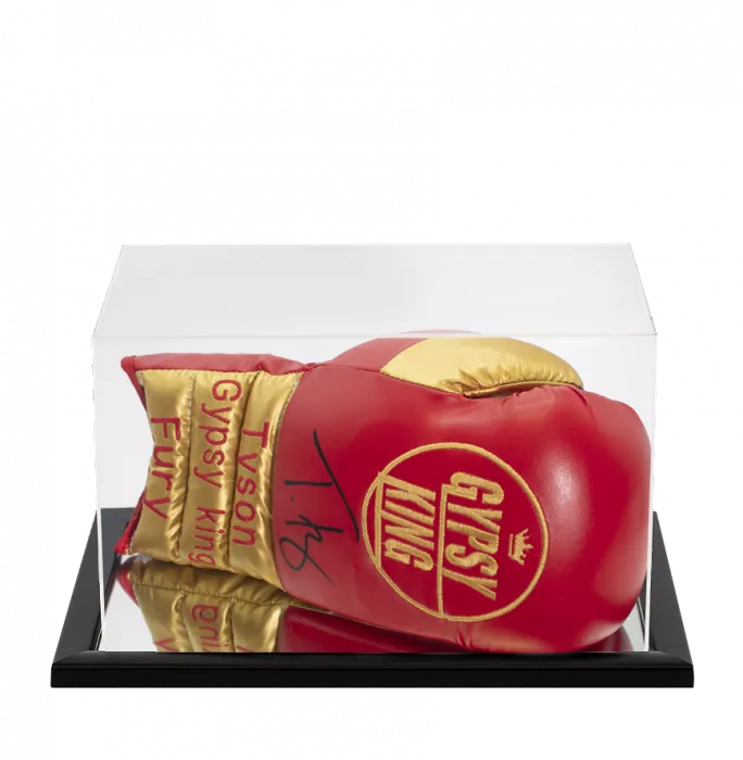 icons Tyson Fury Signed Red & Gold Boxing Glove In Acrylic Case