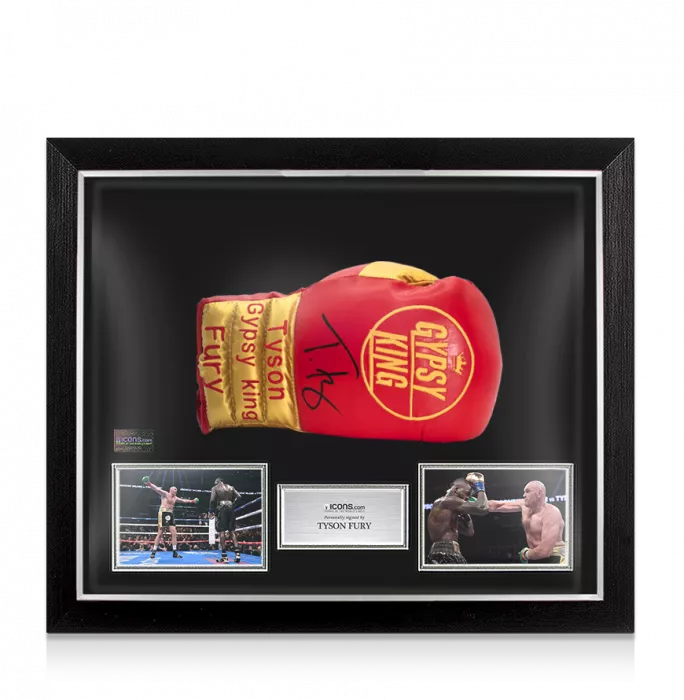 icons Tyson Fury Signed Red & Gold Boxing Glove In Bubble Frame: Option 1
