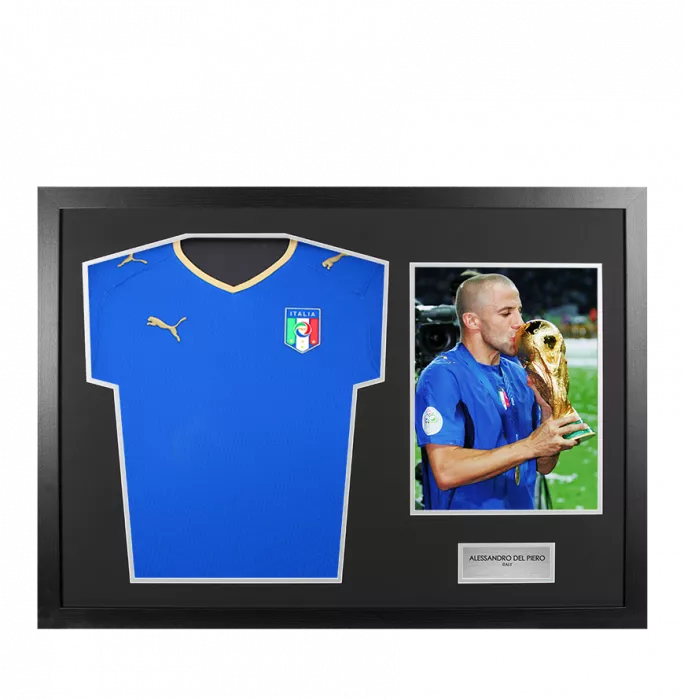 Icons UNSIGNED Alessandro Del Piero Italy Shirt In Tribute Frame