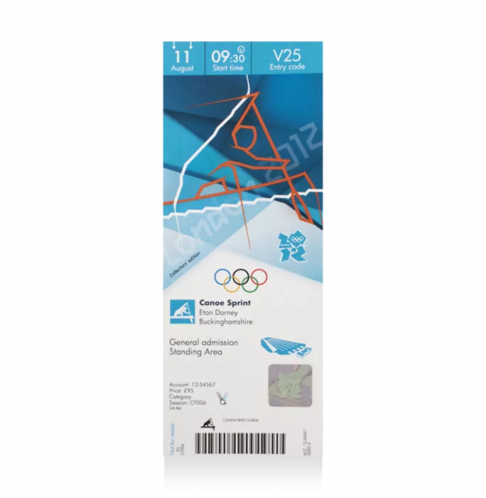 Icons UNSIGNED And Framed London 2012 Olympics Ticket: Canoe Sprint August 11th