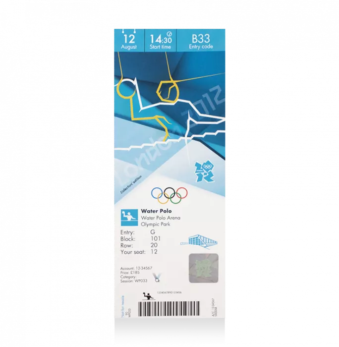 Icons UNSIGNED And Framed London 2012 Olympics Ticket: Water Polo August 12th