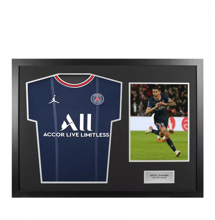 icons UNSIGNED Angel Di Maria Paris Saint-Germain Shirt In Tribute Frame