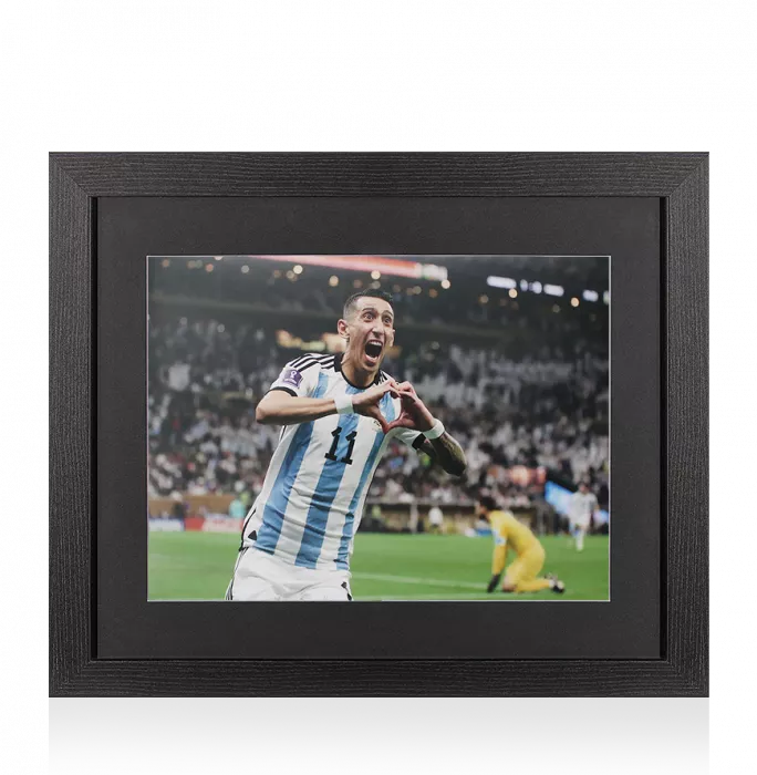 icons UNSIGNED Angel Di Maria Photo In Black Wooden Frame: Argentina Celebration